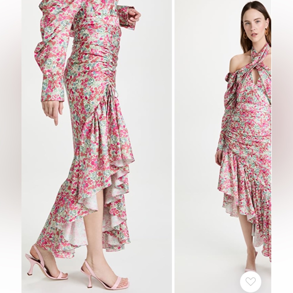 NWT Hellessy Meadon Floral maxi Skirt asymmetrical high low slit ruched
